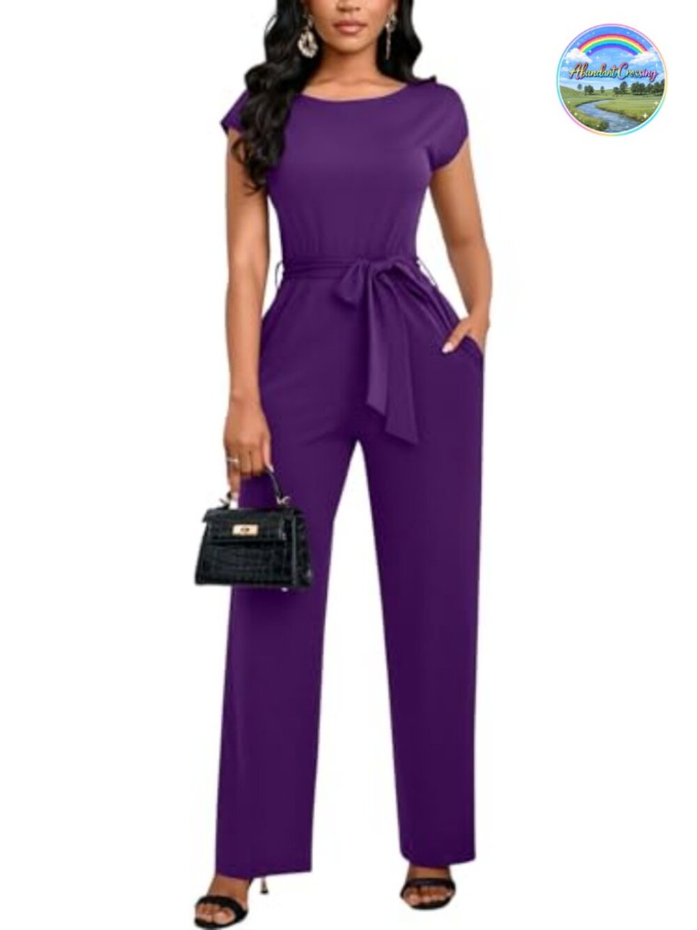 Women's Wide Leg Jumpsuit Ruffle Sleeve Backless One Piece Long Pants Dressy